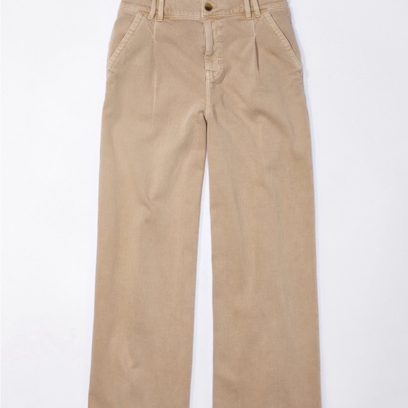 AE NWOT Dreamy Drape High Waisted Khaki Trouser Size 6 Short - Picture 2 of 10